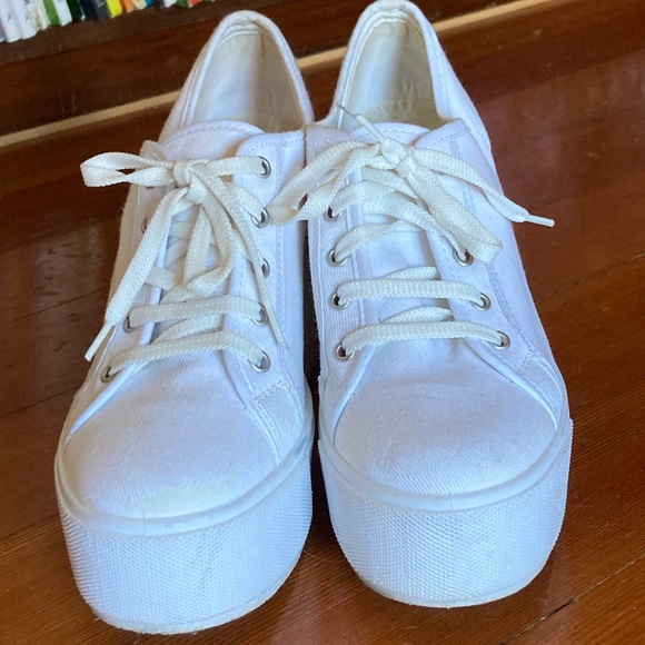 Shelly’s London Funcluo Platform Sneakers White Canvas 39 8 7.5 8.5 Shellys - Picture 8 of 16